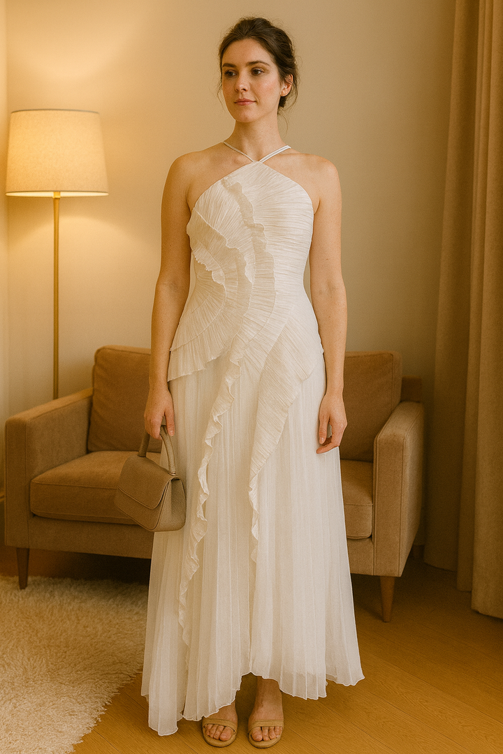 Adelheid – Asymmetrisches Plisseekleid