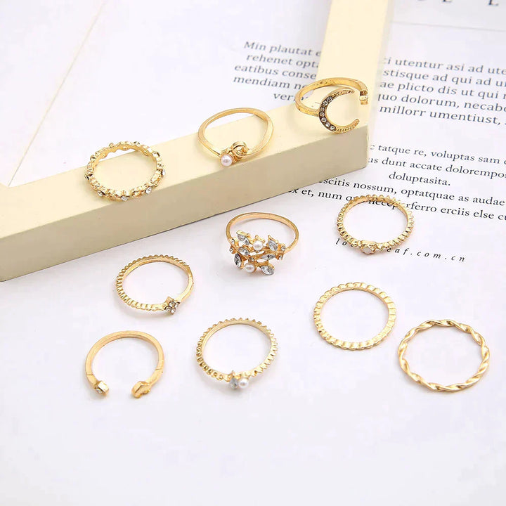 10er-Pack böhmische Ringe in Silber- und Goldoptik