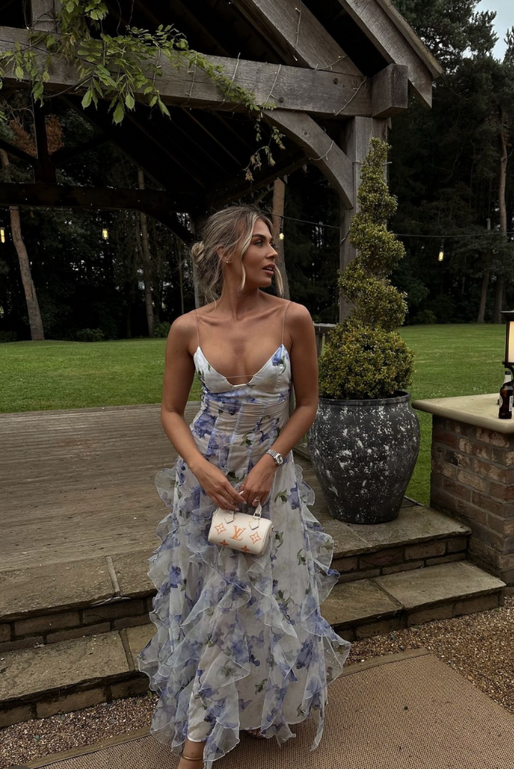 Hivira – Maxikleid mit Blumen und Rüschen