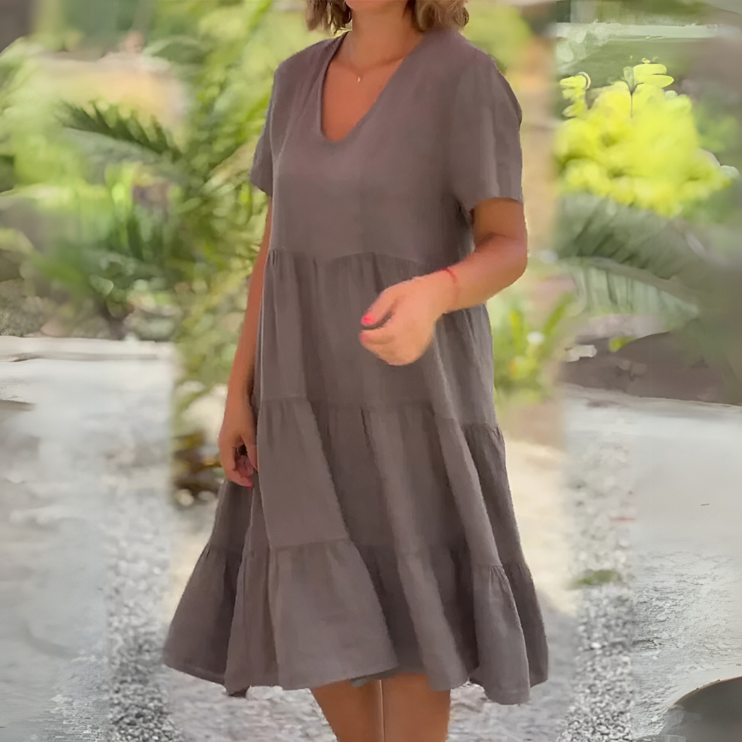 Xaveria – Weit Geschnittenes V-Ausschnitt-Kleid