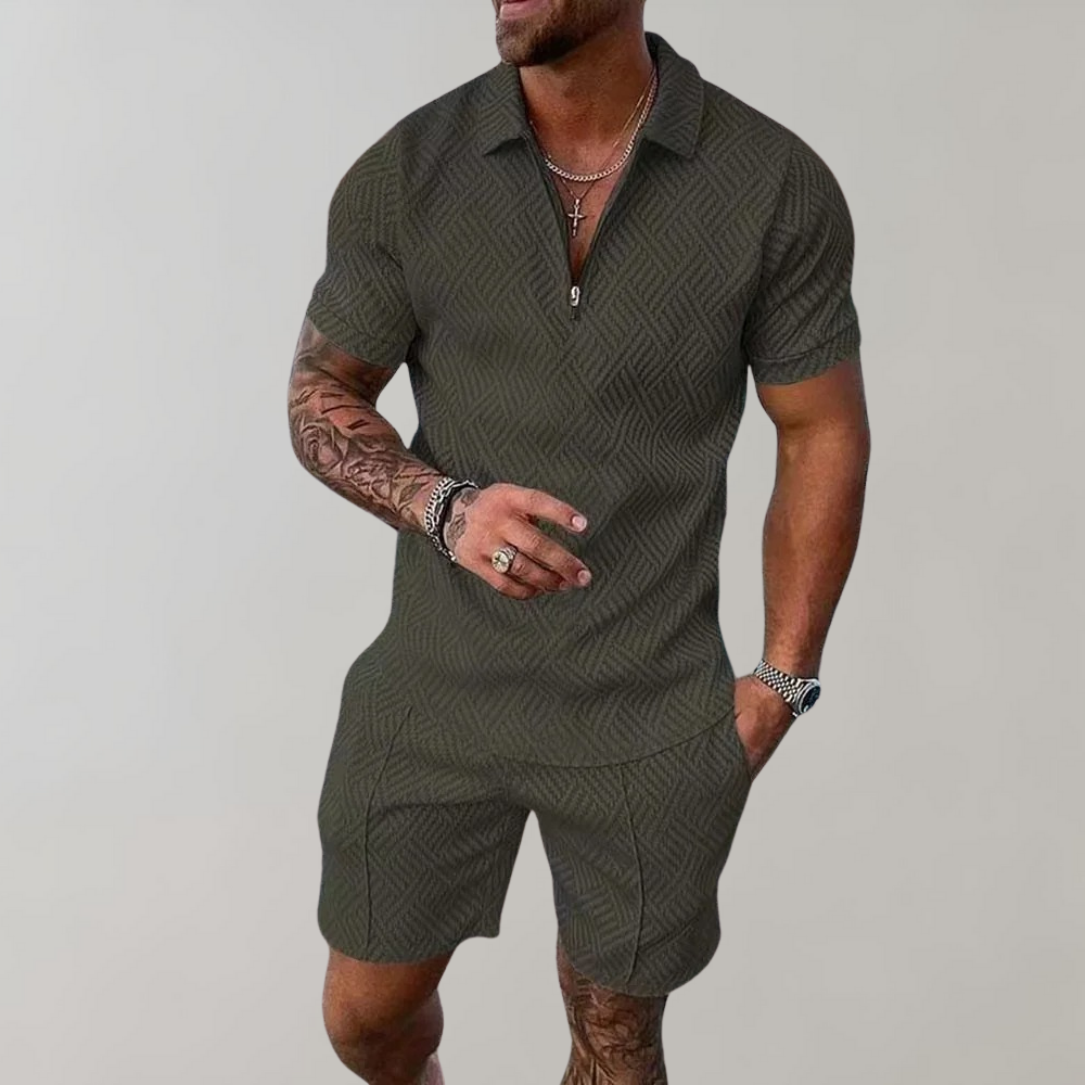 Lenz – Strukturierter Shorts-Set mit Reißverschluss