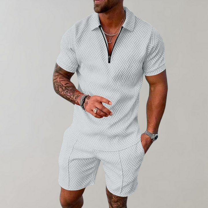 Lenz – Strukturierter Shorts-Set mit Reißverschluss