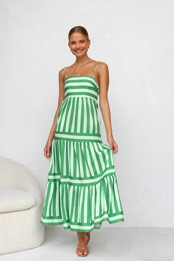 Valeska – Gestreiftes Trägerkleid mit Stufenrock