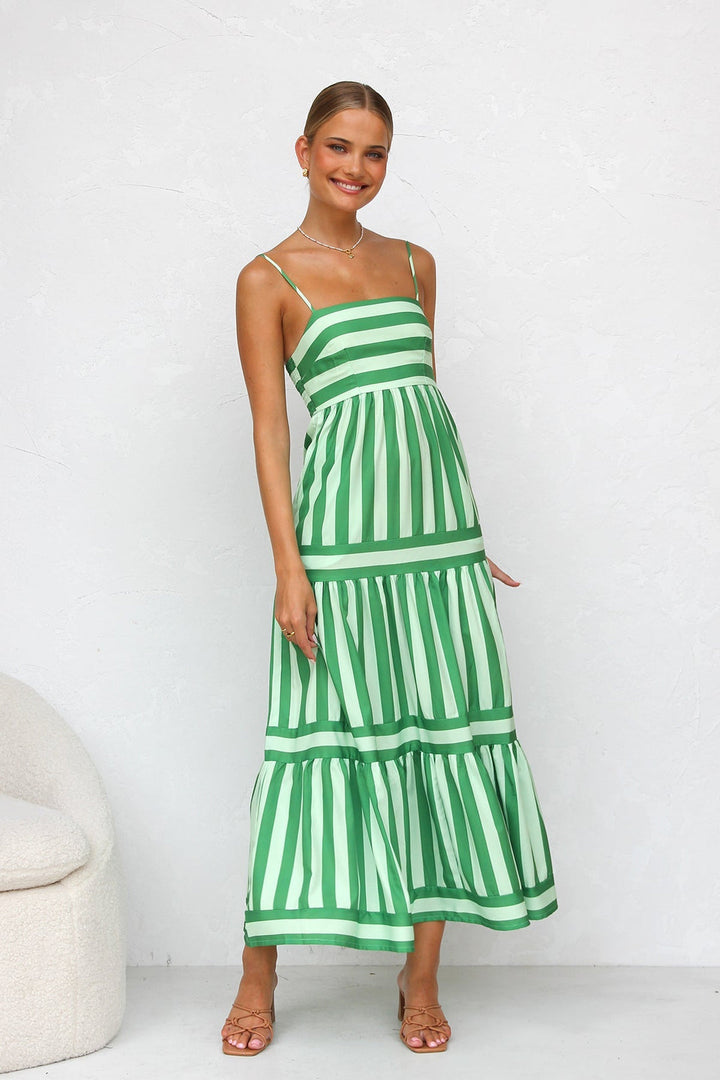 Valeska – Gestreiftes Trägerkleid mit Stufenrock