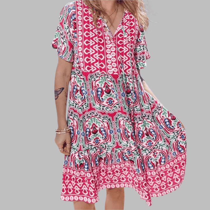 Aeliana – Boho-Kleid mit Print