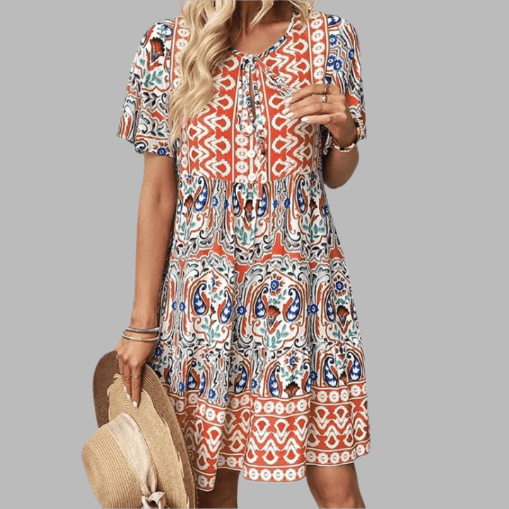 Aeliana – Boho-Kleid mit Print