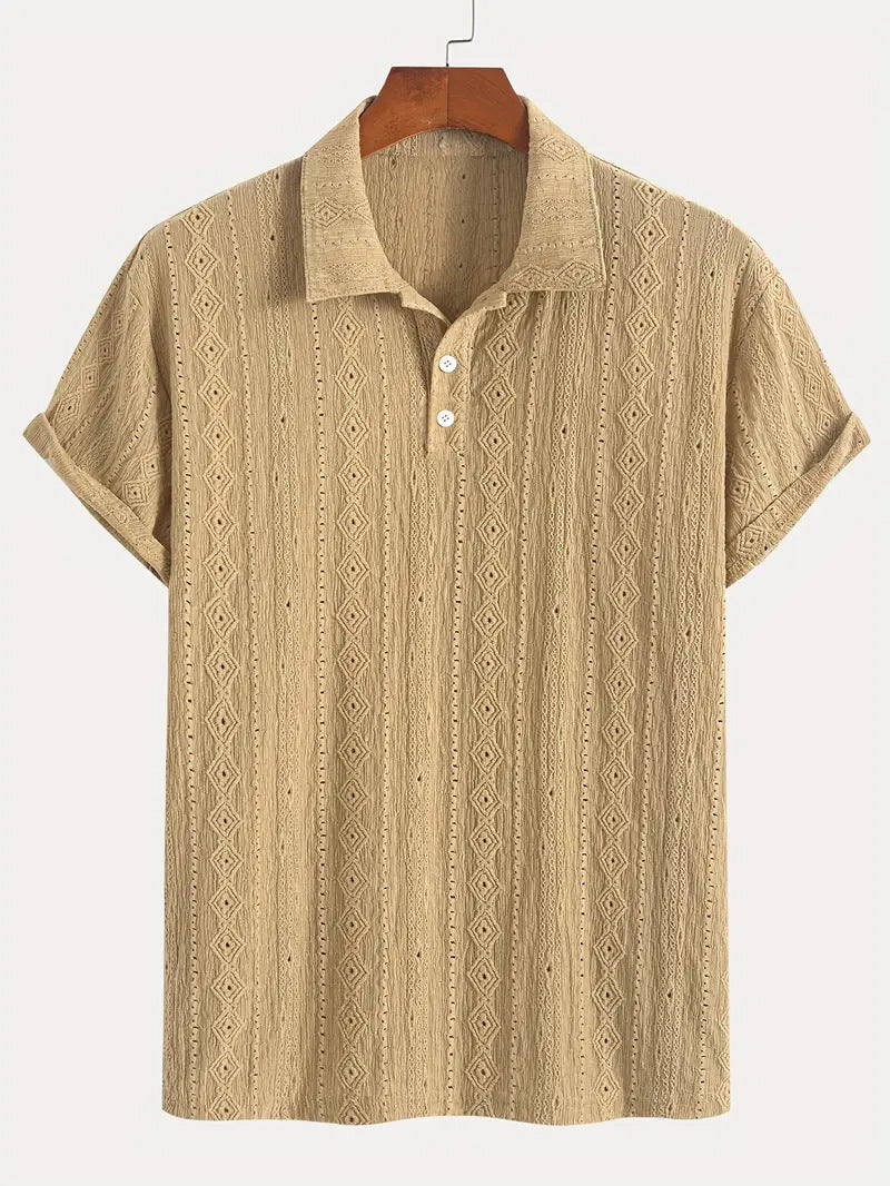 Detlef – Feinstrick-Poloshirt mit Strukturmuster