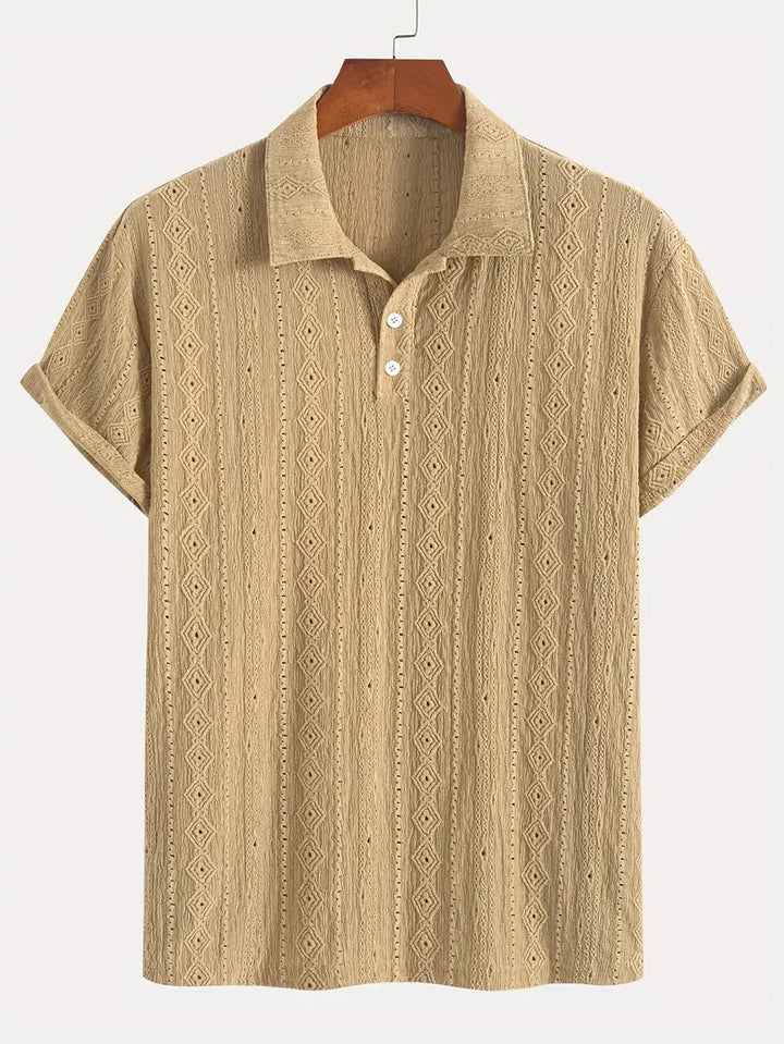 Detlef – Feinstrick-Poloshirt mit Strukturmuster