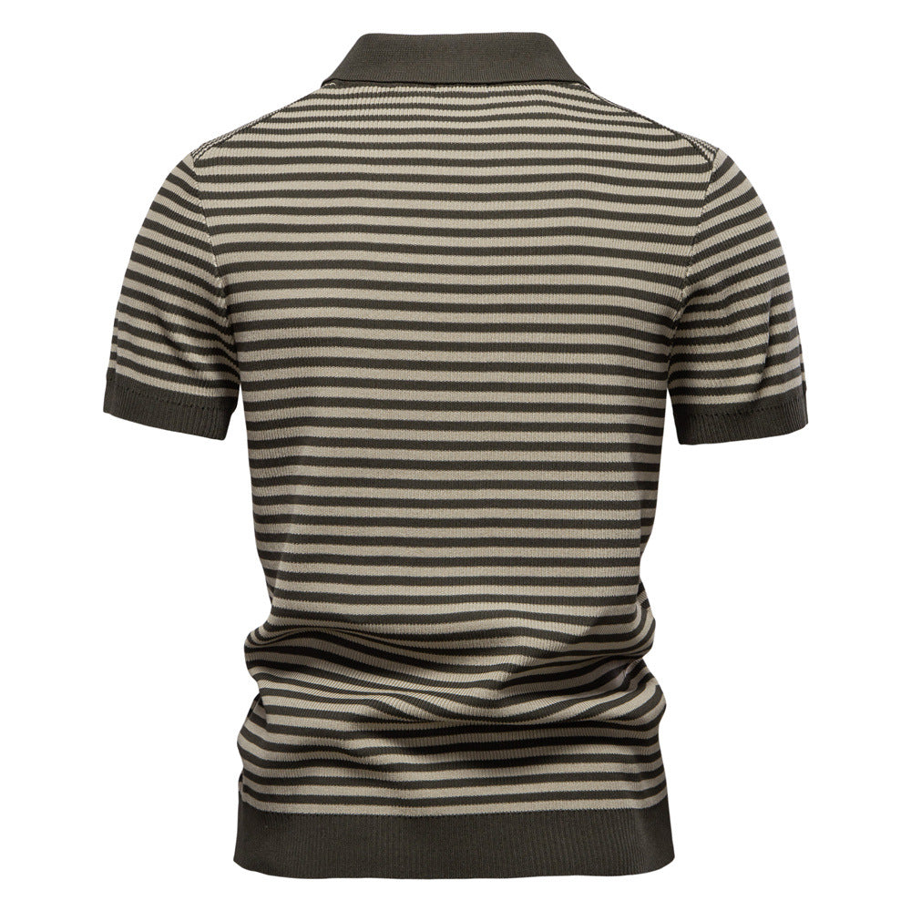 Gregor – Feinstrick Poloshirt mit Streifen