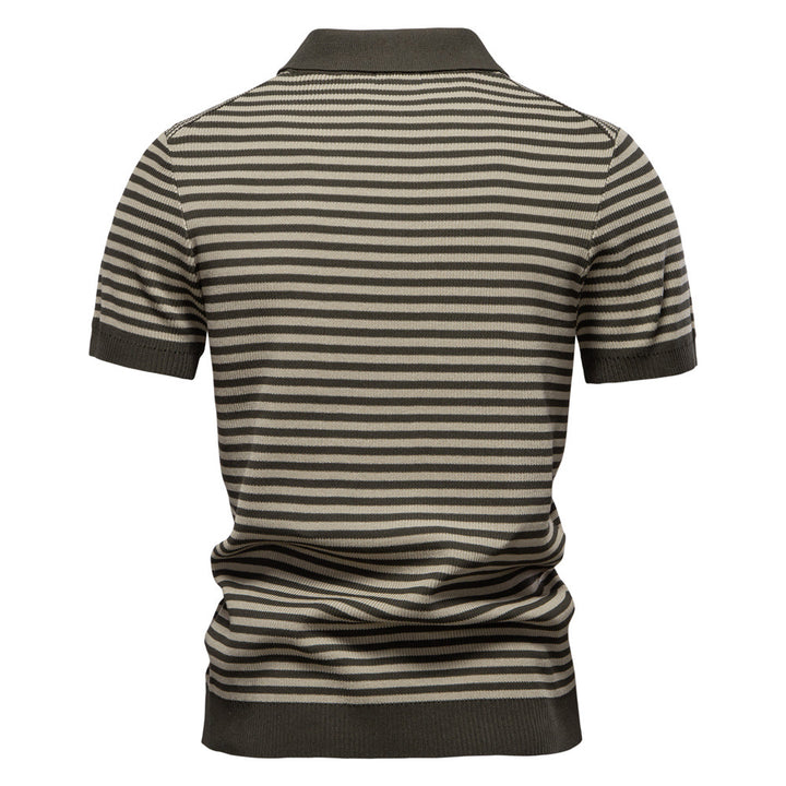 Gregor – Feinstrick Poloshirt mit Streifen