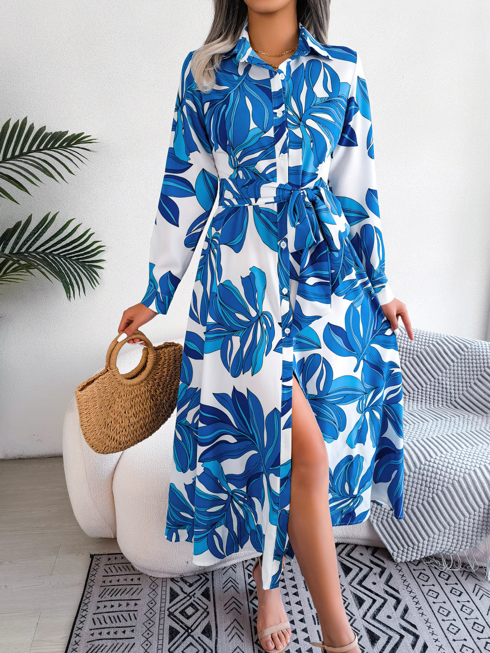 Marlis – Gemustertes Hemdblusenkleid