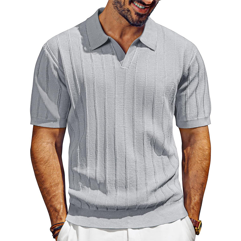 Rudric – Geripptes Strick-Poloshirt