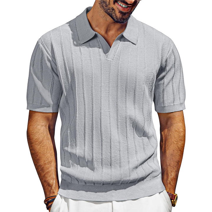 Rudric – Geripptes Strick-Poloshirt