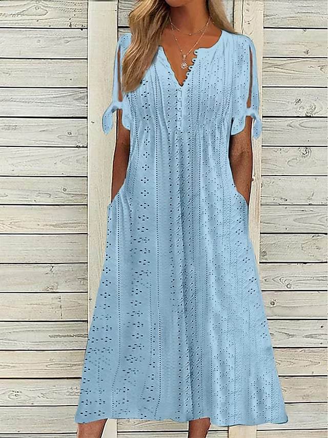 Gerlinde – Besticktes Midikleid mit Schleifendetail