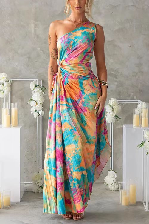 Aderyn – One-Shoulder Maxikleid mit Raffungen