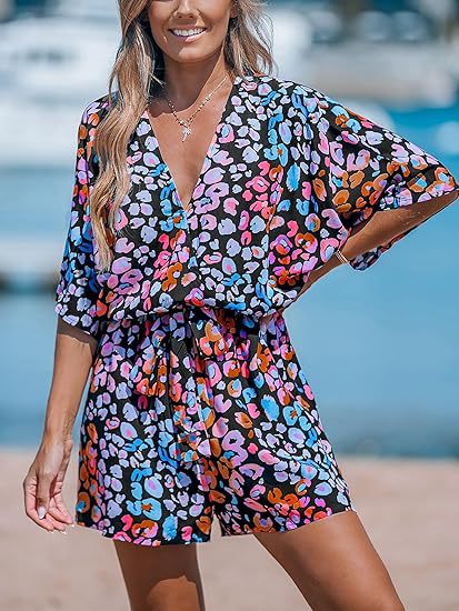 Lysanne – Kurzärmeliger Print-Jumpsuit