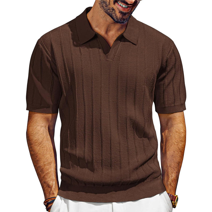 Rudric – Geripptes Strick-Poloshirt