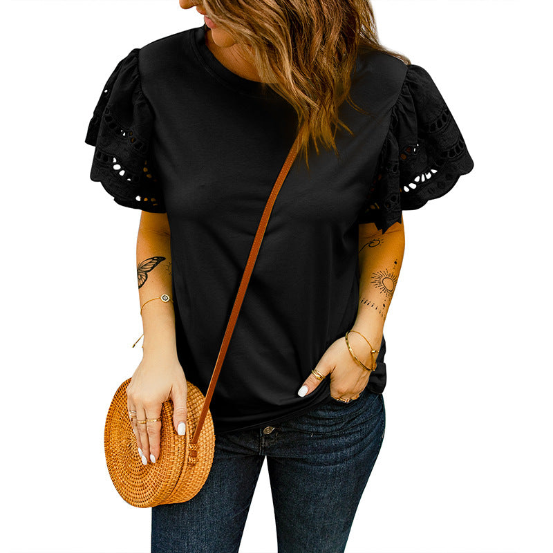 Noelle – Broderie Blouse mit Volantärmeln