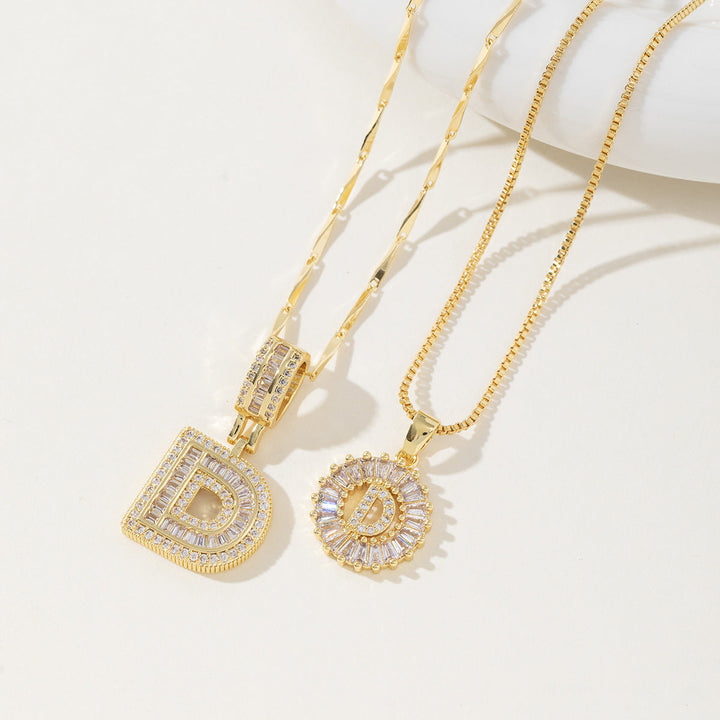 Elegantes 2er-Set Buchstabenanhänger-Halsketten