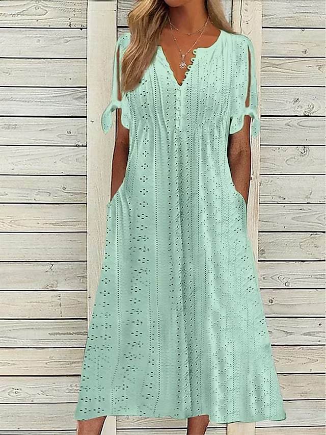 Gerlinde – Besticktes Midikleid mit Schleifendetail