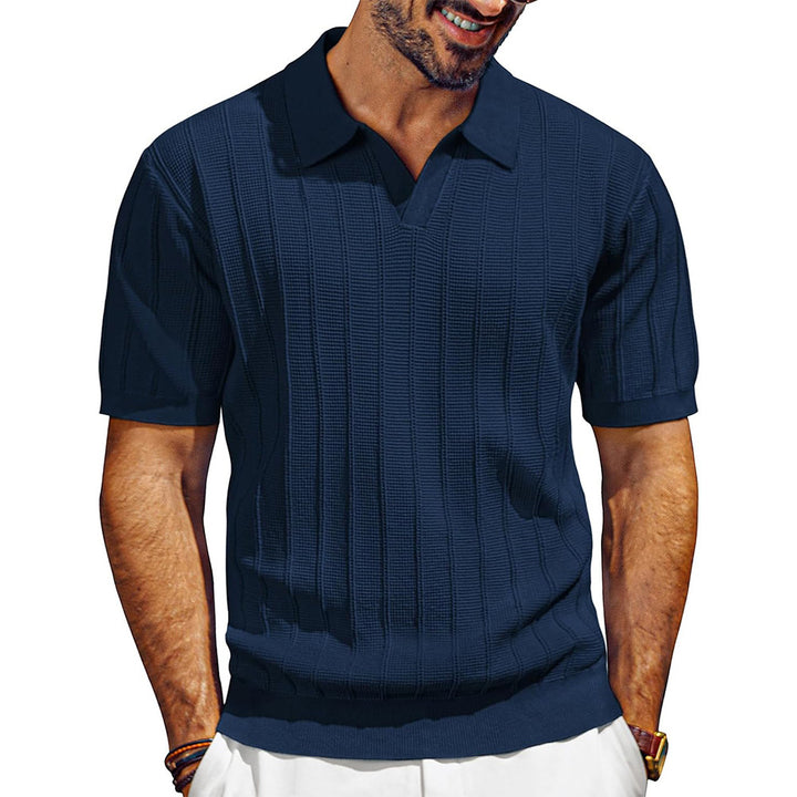 Rudric – Geripptes Strick-Poloshirt