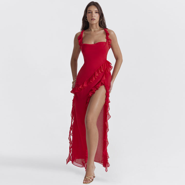 Harre – Asymmetrisches Volantkleid mit Beinschlitz