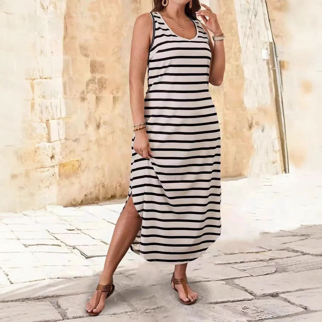 Penelope – Gestreiftes Jersey-Maxikleid