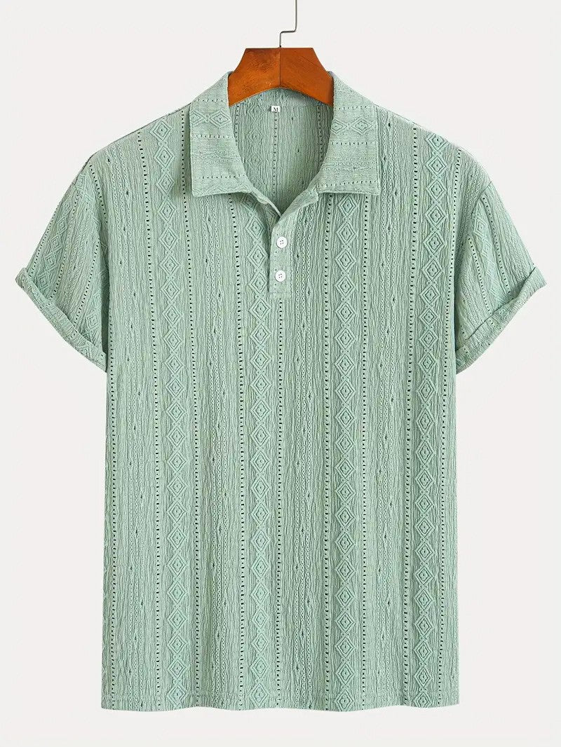 Detlef – Feinstrick-Poloshirt mit Strukturmuster