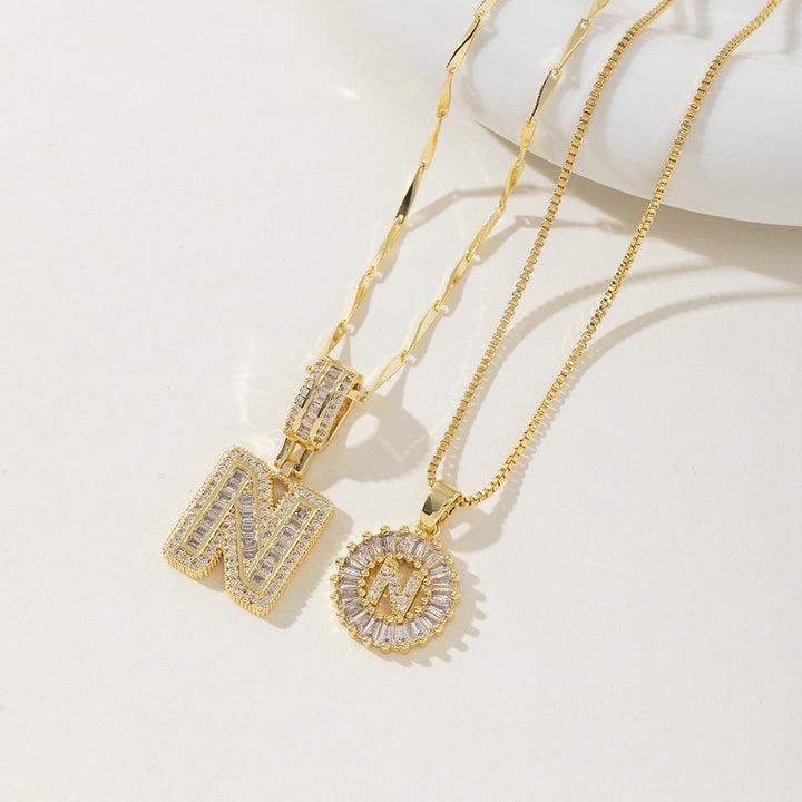 Elegantes 2er-Set Buchstabenanhänger-Halsketten