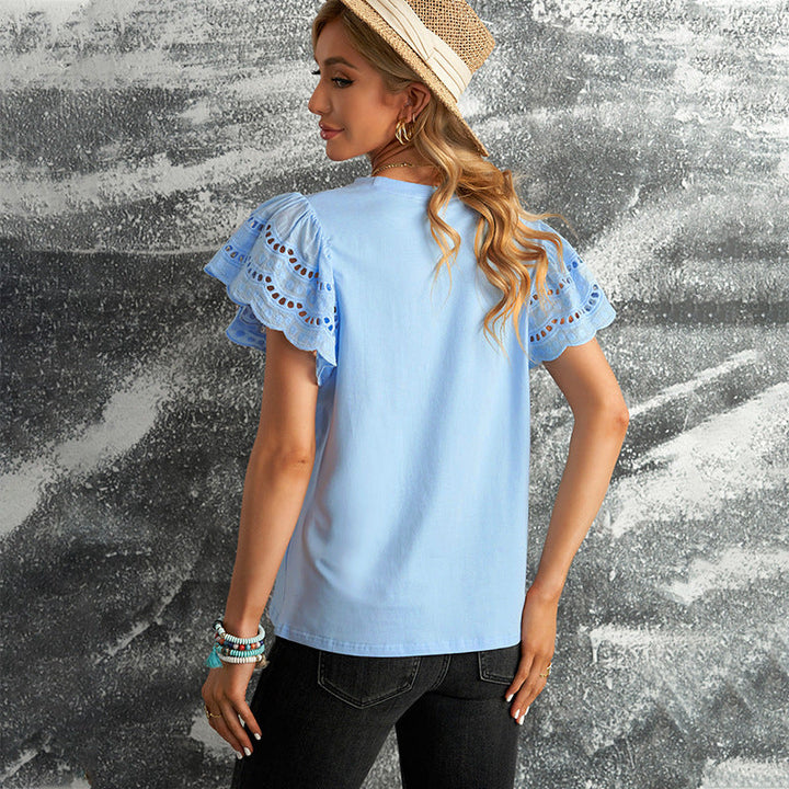 Noelle – Broderie Blouse mit Volantärmeln
