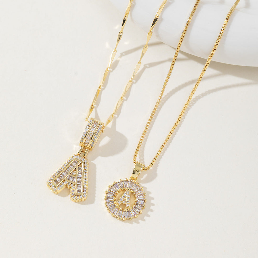 Elegantes 2er-Set Buchstabenanhänger-Halsketten