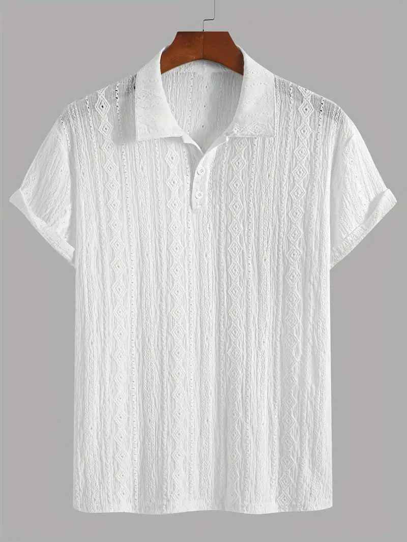 Detlef – Feinstrick-Poloshirt mit Strukturmuster