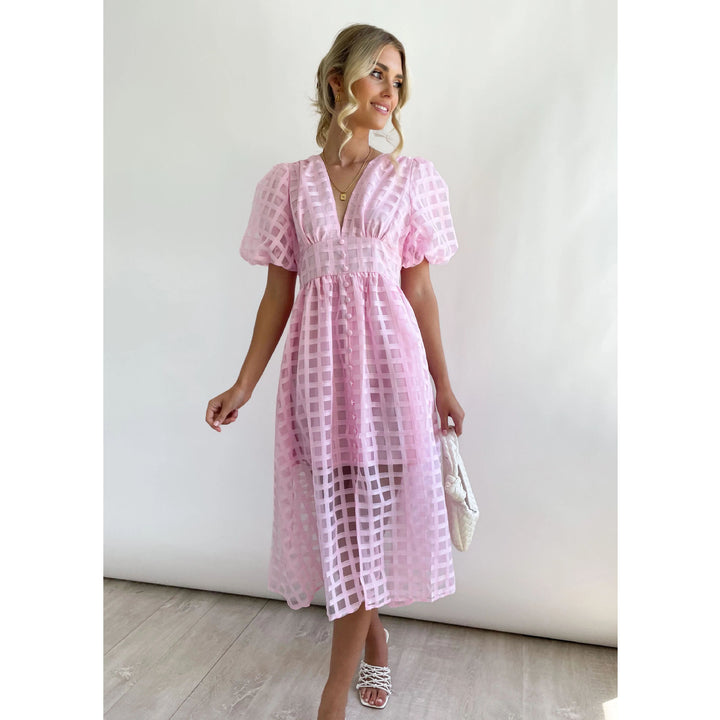 Nadja – Karierte Midikleid mit Transparenz