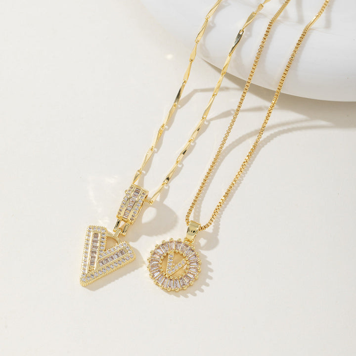 Elegantes 2er-Set Buchstabenanhänger-Halsketten