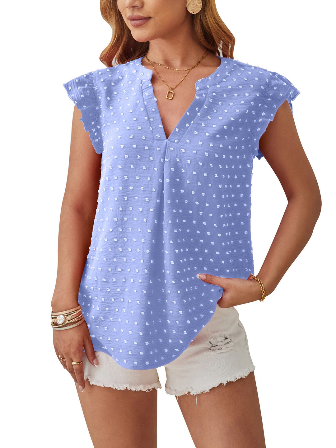 Vera – Bluse mit Struktur und Volantärmeln