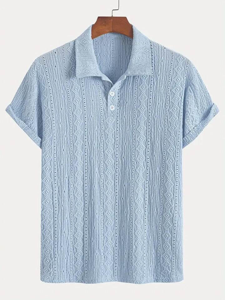 Detlef – Feinstrick-Poloshirt mit Strukturmuster