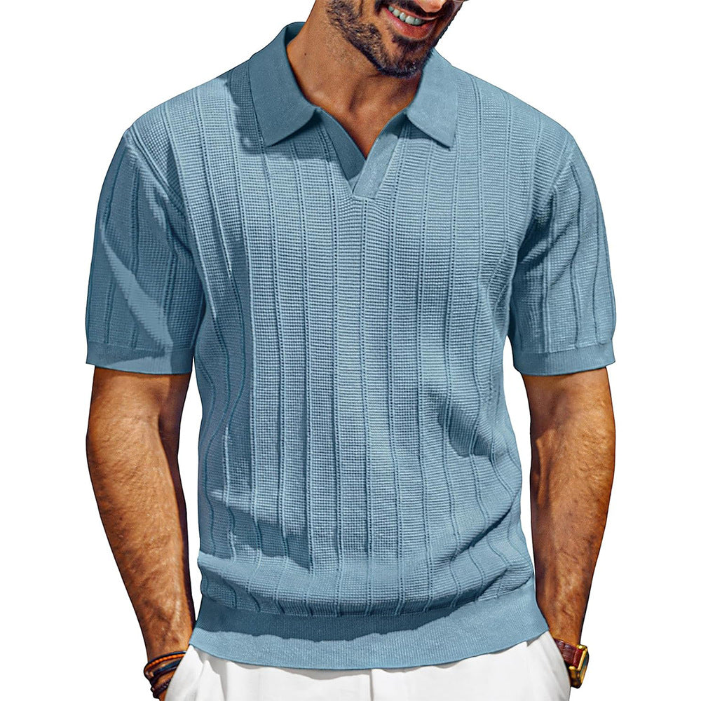 Rudric – Geripptes Strick-Poloshirt