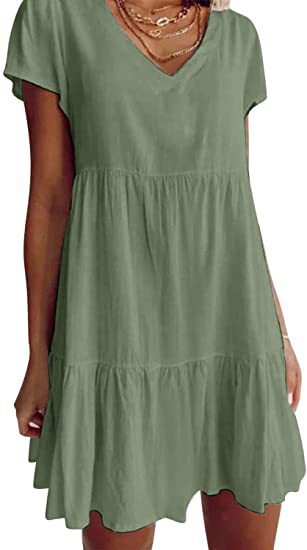 Lianelle – Stufiges Minikleid mit V-Ausschnitt