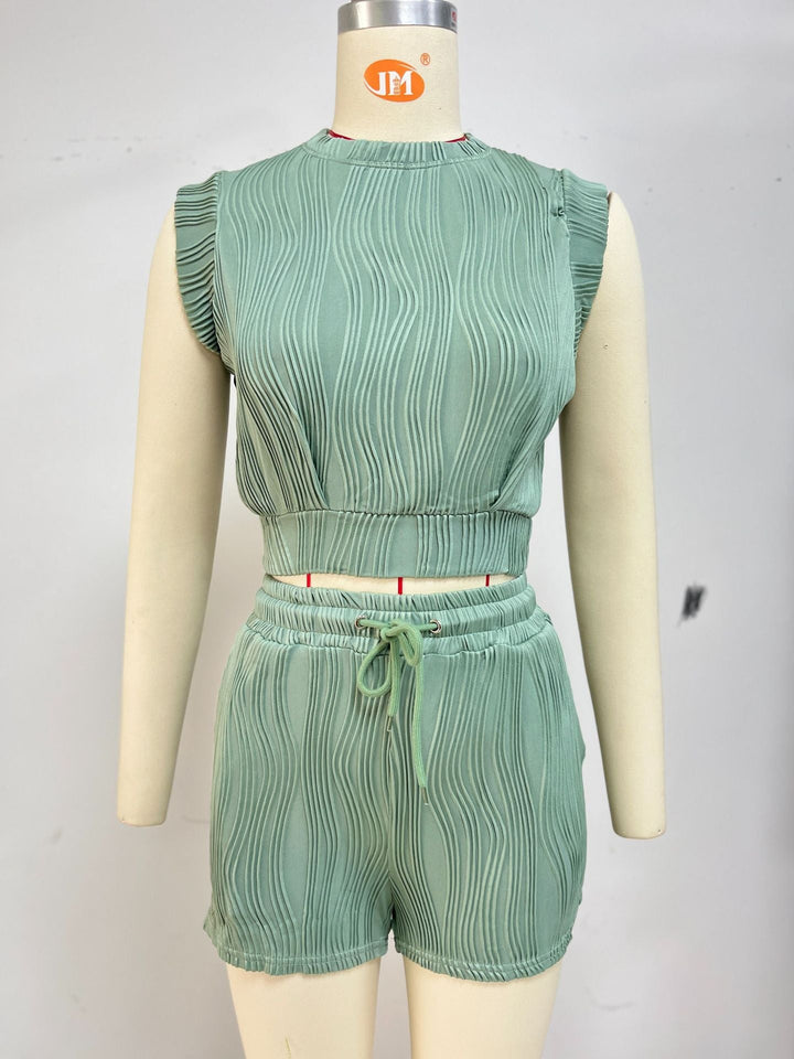Romy – Texturiertes Ärmelloses Loungewear-Set