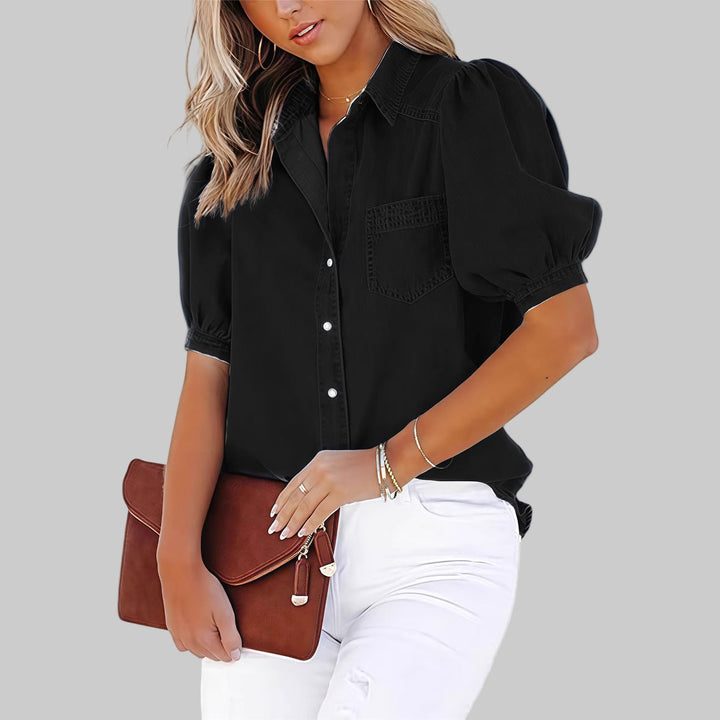 Teresia – Puffärmel Bluse mit Knopfleiste