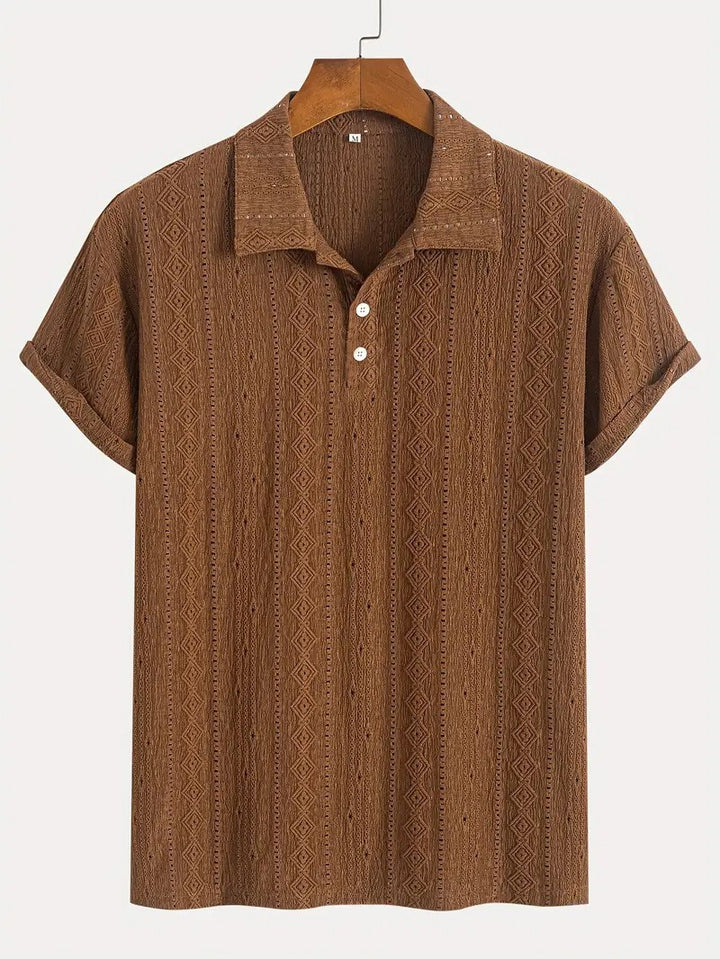 Detlef – Feinstrick-Poloshirt mit Strukturmuster