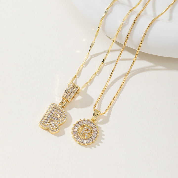 Elegantes 2er-Set Buchstabenanhänger-Halsketten