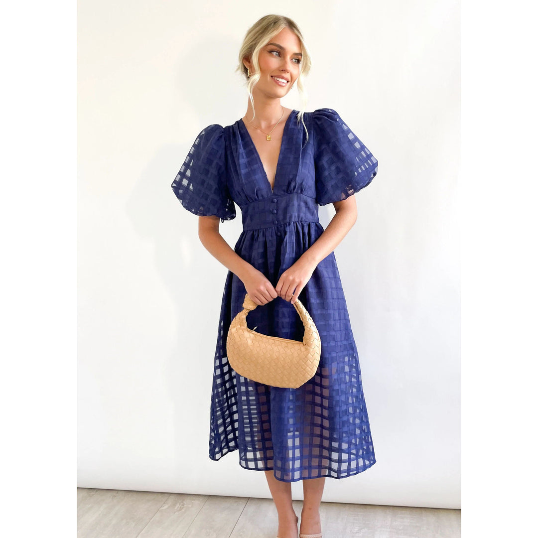 Nadja – Karierte Midikleid mit Transparenz