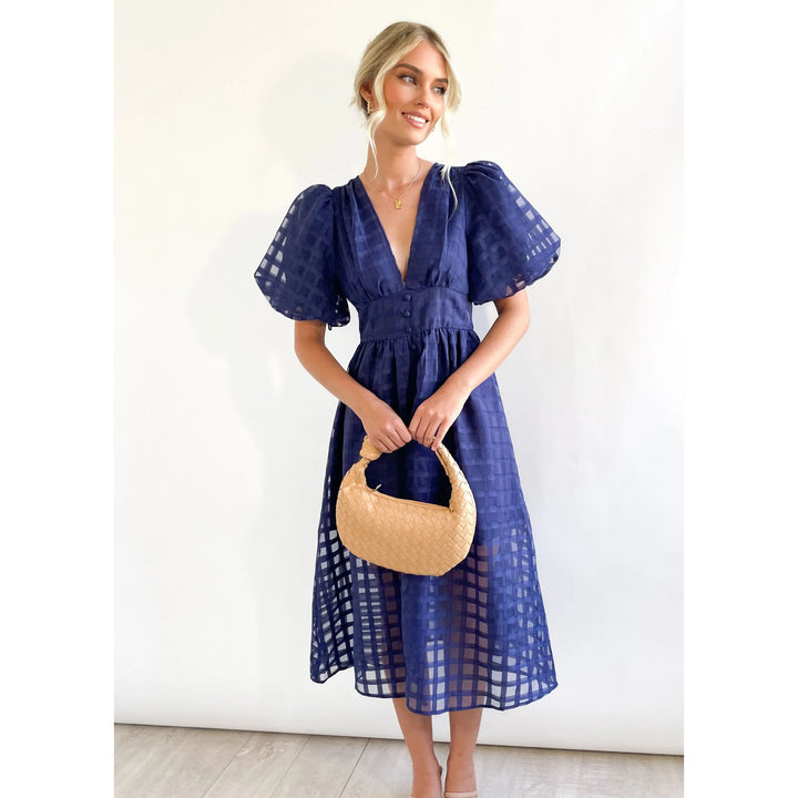 Nadja – Karierte Midikleid mit Transparenz