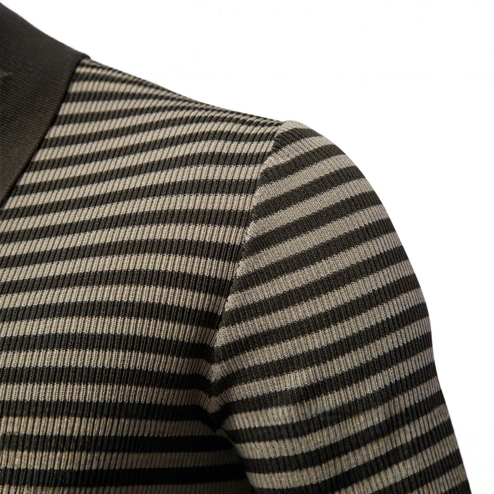 Gregor – Feinstrick Poloshirt mit Streifen