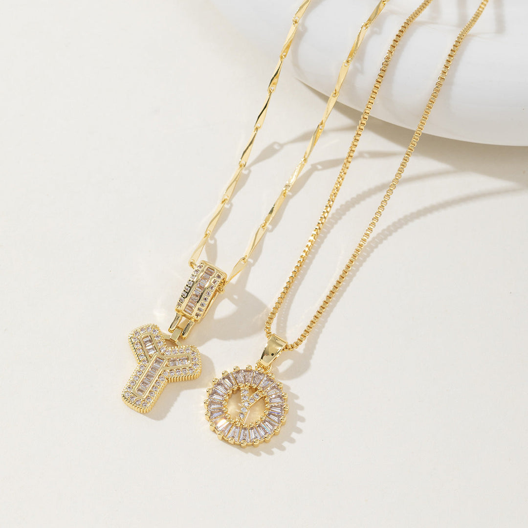 Elegantes 2er-Set Buchstabenanhänger-Halsketten