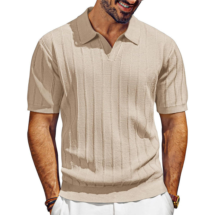 Rudric – Geripptes Strick-Poloshirt
