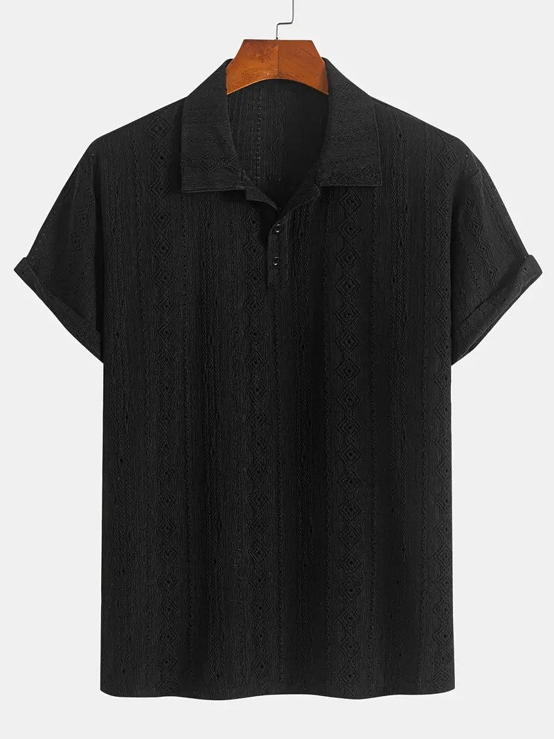 Detlef – Feinstrick-Poloshirt mit Strukturmuster