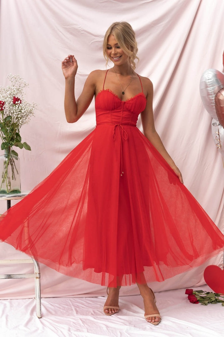 Greta – Korsett Tüll Midikleid