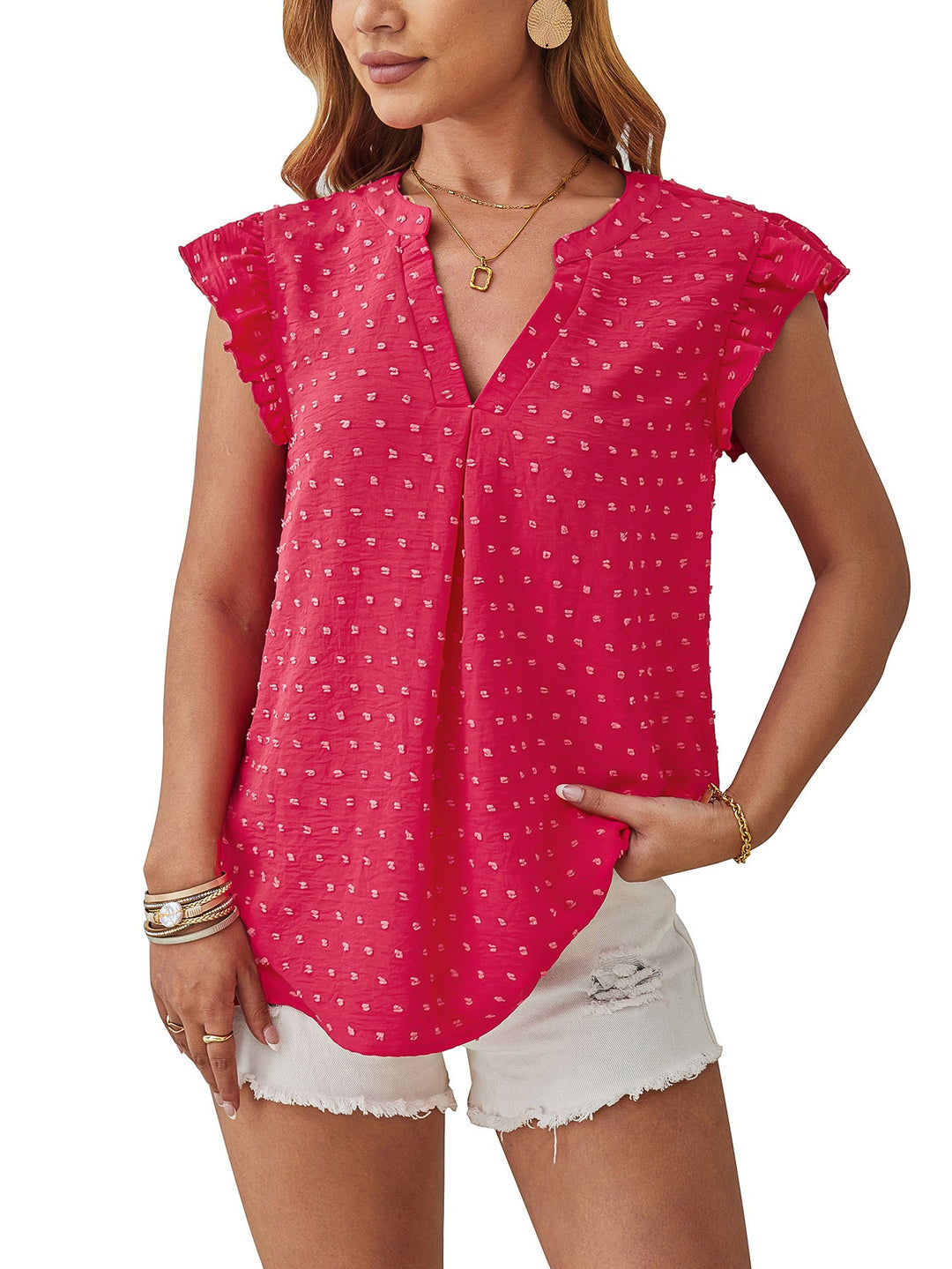 Vera – Bluse mit Struktur und Volantärmeln